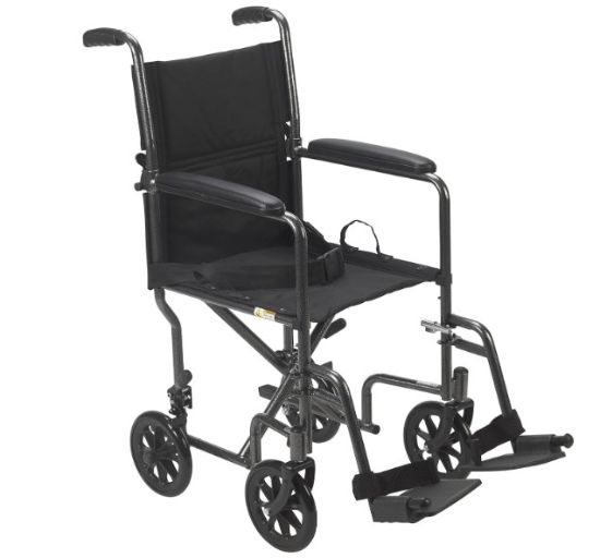 Drive Medical Lightweight Folding Transport Wheelchair with Swing-Away Footrest (Silver)