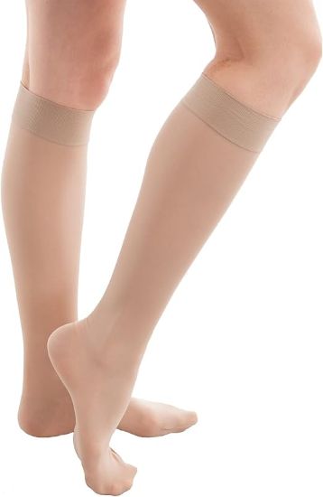 ITA-MED Women’s Sheer Knee High Compression Stockings H-160 Beige