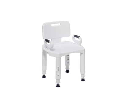 Drive Medical RTL12505 Handicap Bathroom Bench with Back and Arms, White