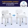Drive Medical RTL12505 Handicap Bathroom Bench with Back and Arms, White — view 3