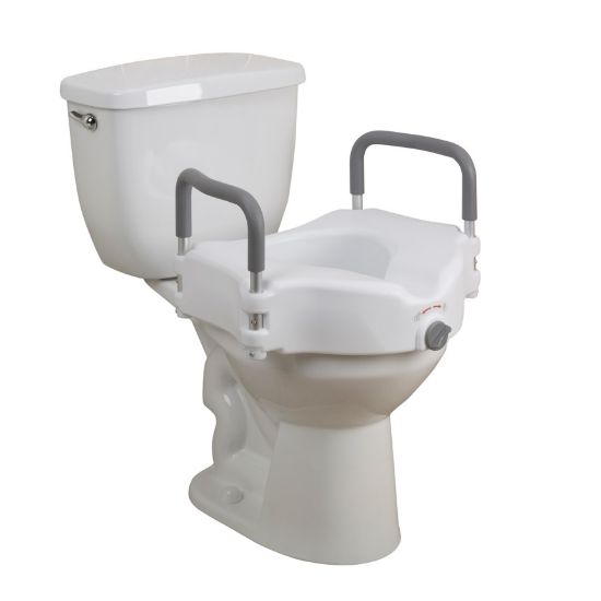 2-In-1 Locking Raised Toilet Seat with Tool-Free-Removable Arms