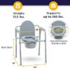 Drive Medical 11148-1 Folding Steel Bedside Commode Chair, Portable Toilet — view 2