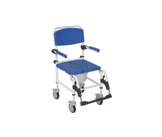 Drive Medical Aluminum Rehab Shower Commode Chair with Four Rear-Locking Casters