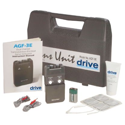 PORTABLE DUAL CHANNEL TENS UNIT WITH ELECTRODES AND CARRY BAG