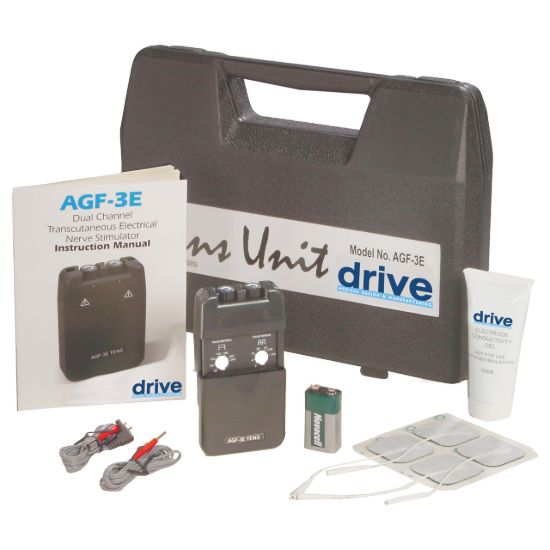 PORTABLE DUAL CHANNEL TENS UNIT WITH ELECTRODES AND CARRY BAG
