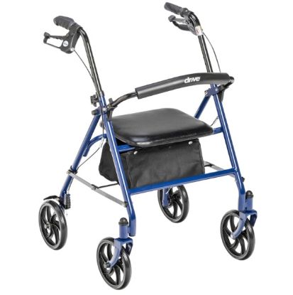 Drive Medical Durable 4-Wheel Rollator with Seat — Blue (10257BL-1)
