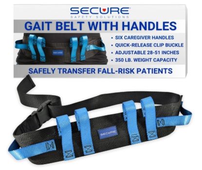 Secure Gait Belt for Seniors - 6 Handles, Quick-Release Clip Buckle