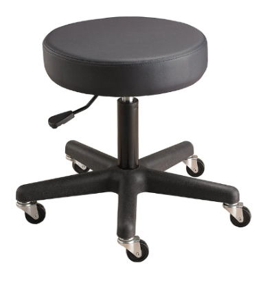Pneumatic Rolling Swivel Stool - Clinical, Spa, Tattoo & Office (Black)