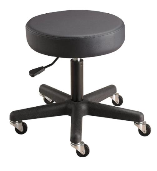Pneumatic Rolling Swivel Stool - Clinical, Spa, Tattoo & Office (Black)